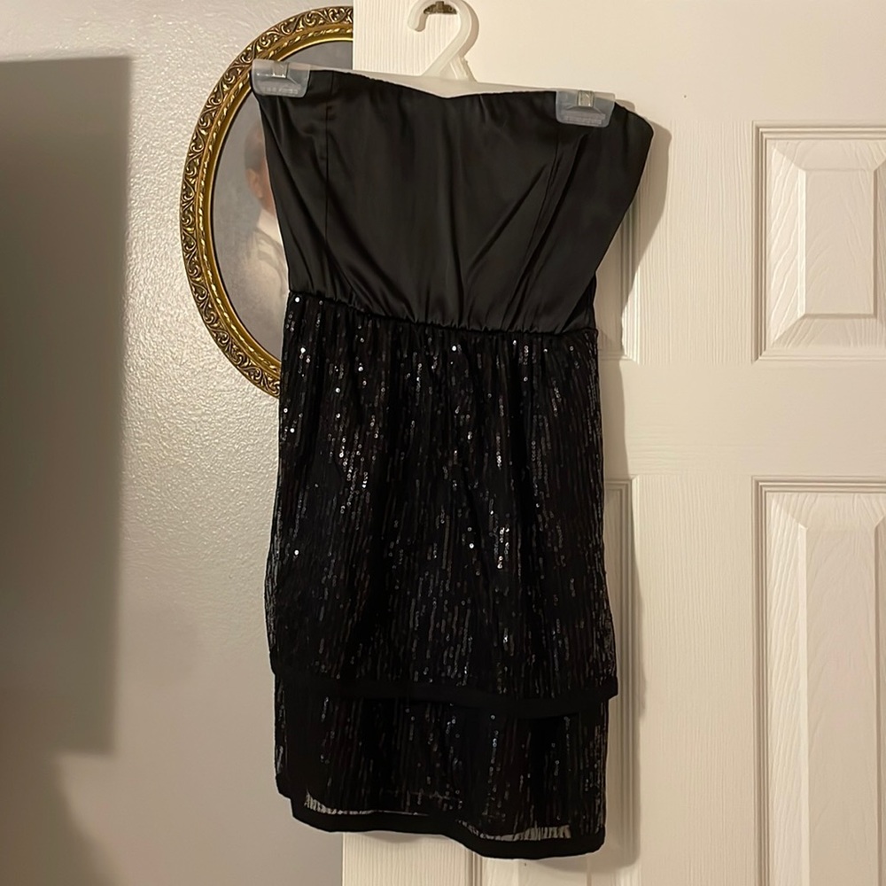 Everly black dress with sequin bottom